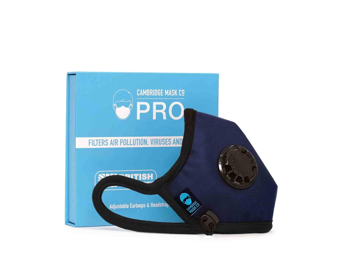 Mascarilla FFP2 reutilizable antialérgica | Cambridge Mask PRO Azul - alergia-acaros.com | Soluciones naturales para la Alergia a los Ácaros del Polvo